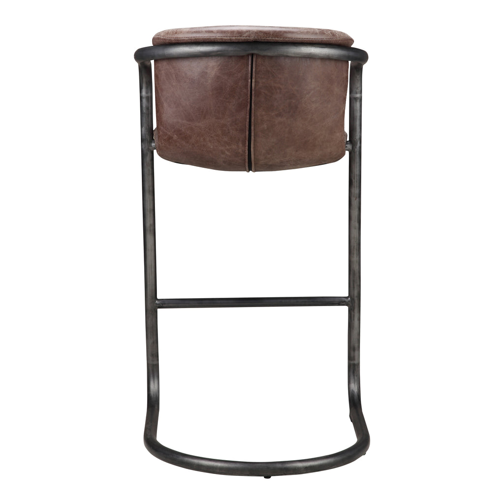 Freeman Barstool Grazed Brown Leather - Set Of Two - 1630Living