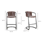 Freeman Barstool Grazed Brown Leather - Set Of Two - 1630Living