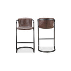 Freeman Barstool Grazed Brown Leather - Set Of Two - 1630Living