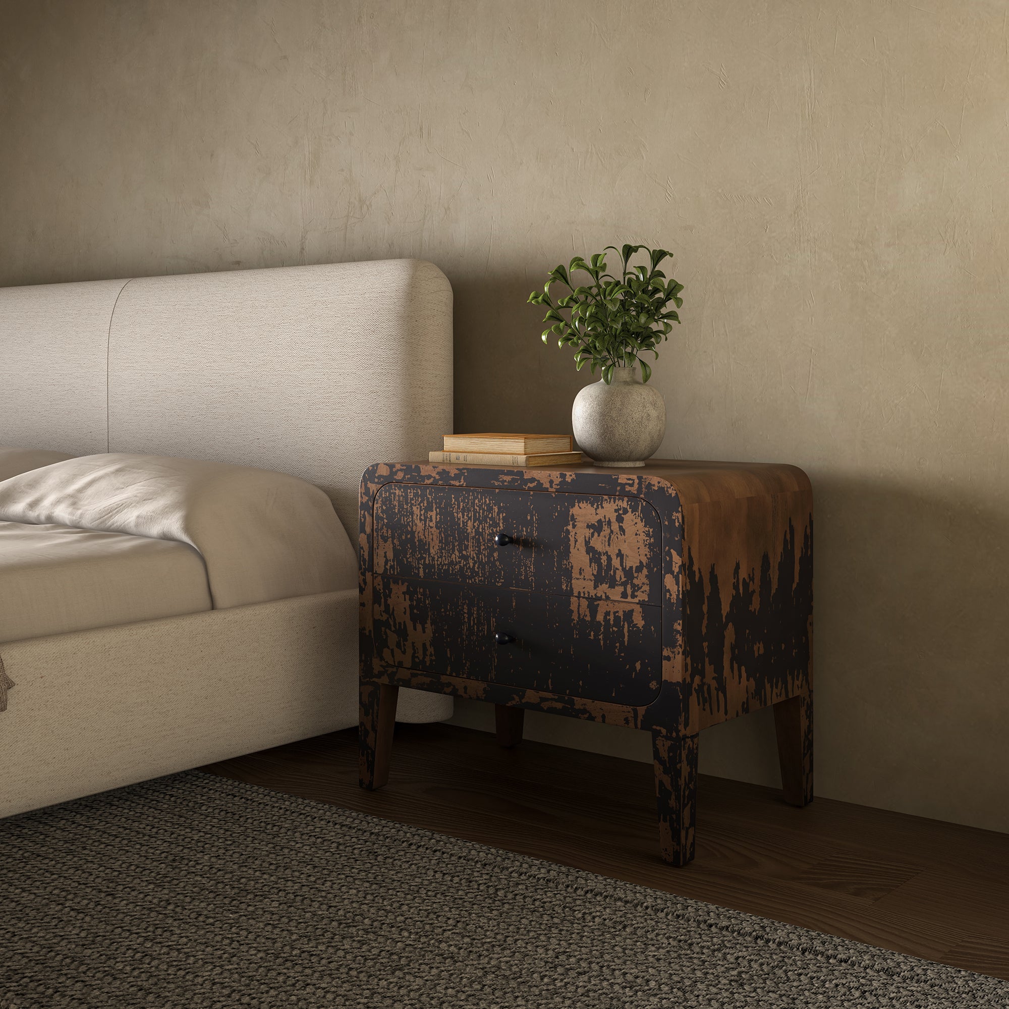 Iris Nightstand Distressed Black - 1630Living