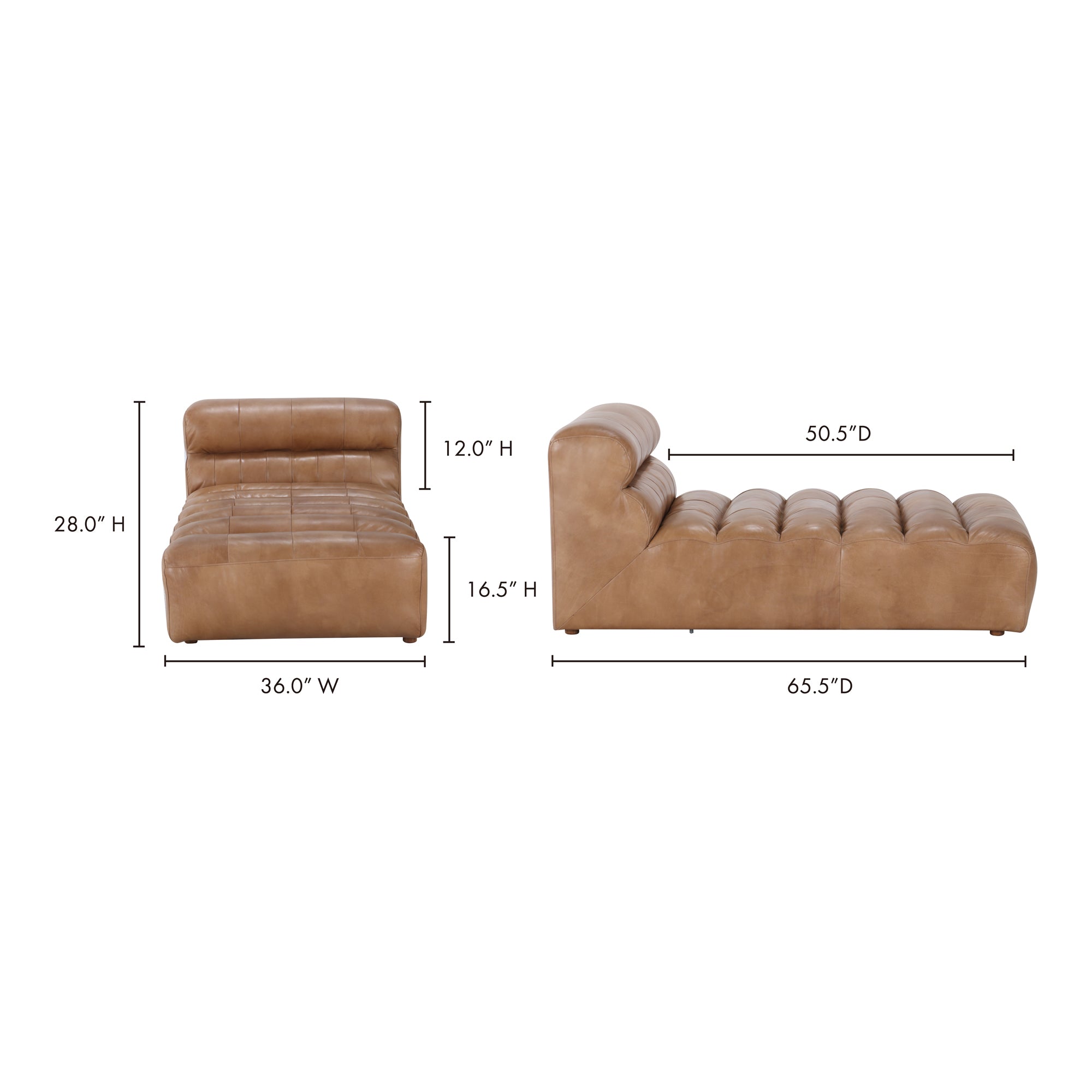 Ramsay Leather Chaise Tan - 1630Living