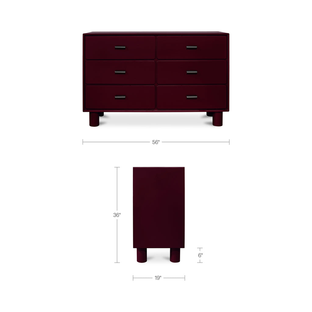 Jolene 6 Drawer Dresser Deep Red - 1630Living
