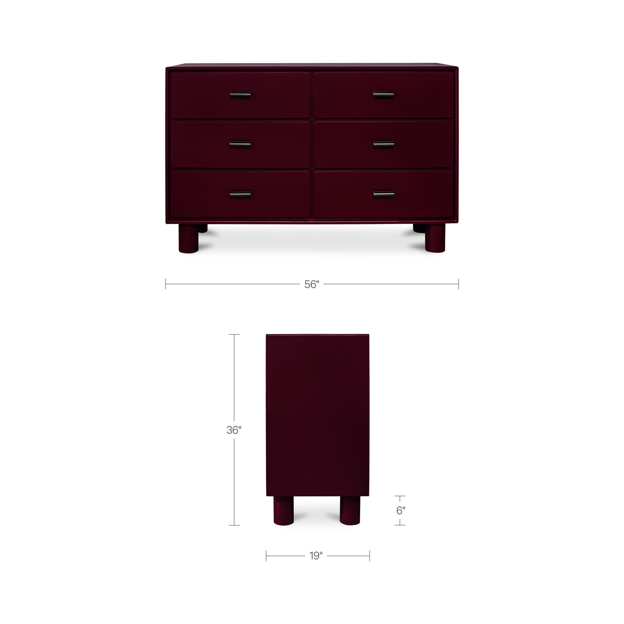 Jolene 6 Drawer Dresser Deep Red - 1630Living