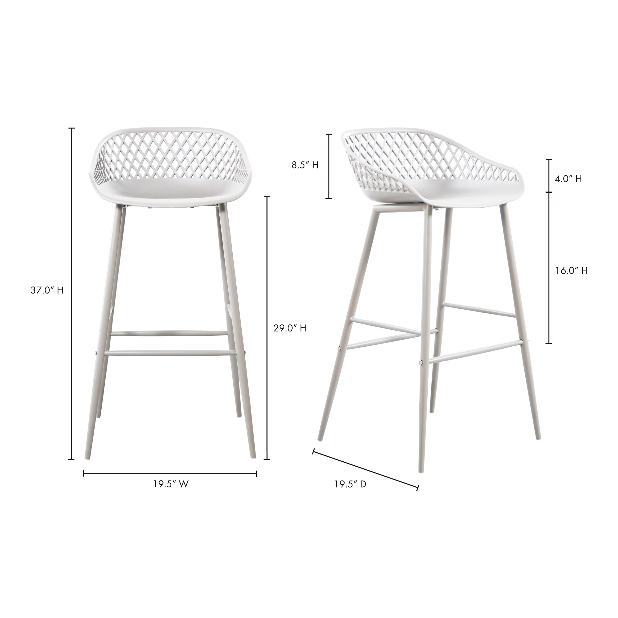 Piazza Outdoor Barstool White - Set Of Two - 1630Living