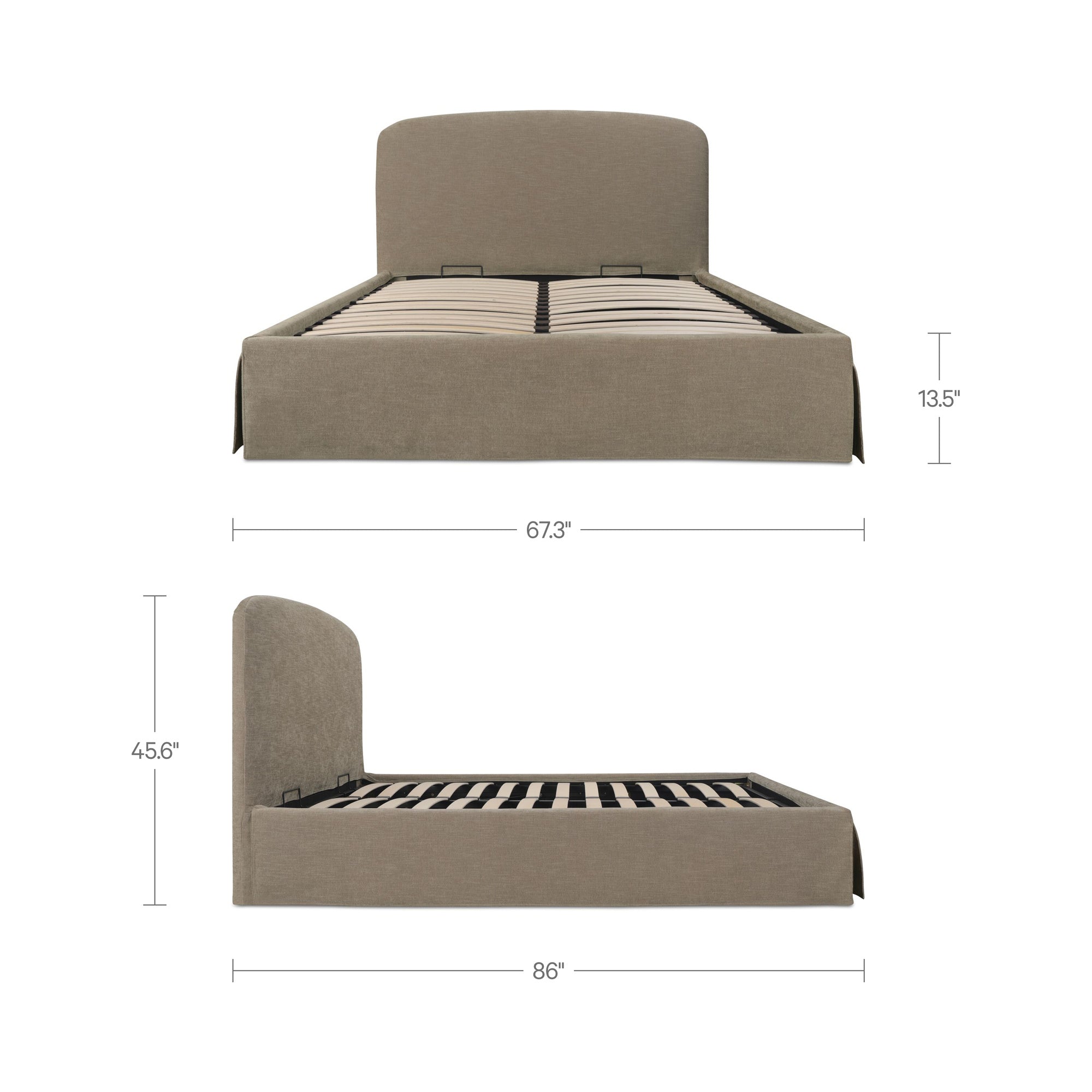 Joan Queen Storage Bed Taupe - 1630Living