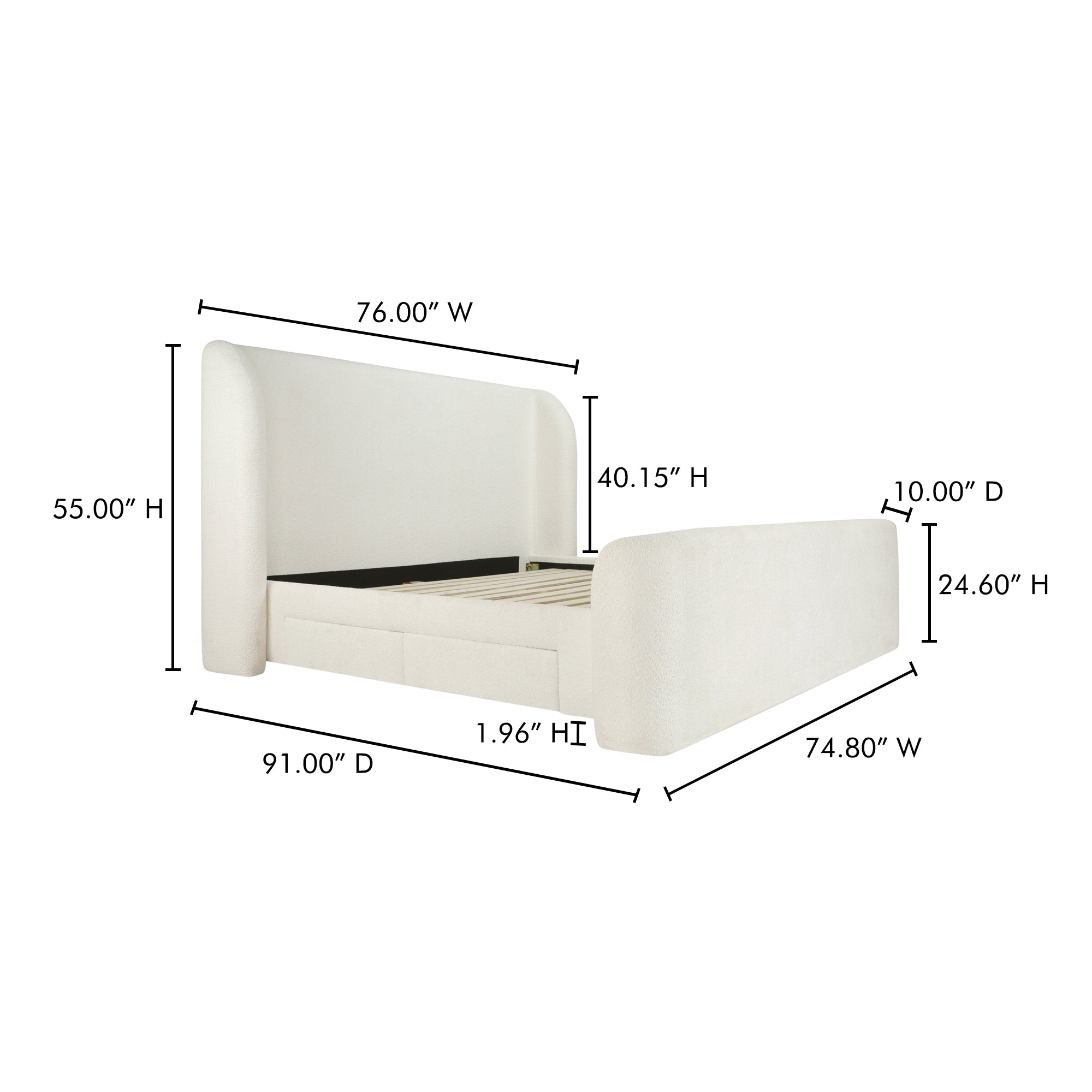 Sophia Queen Storage Bed Cream - 1630Living