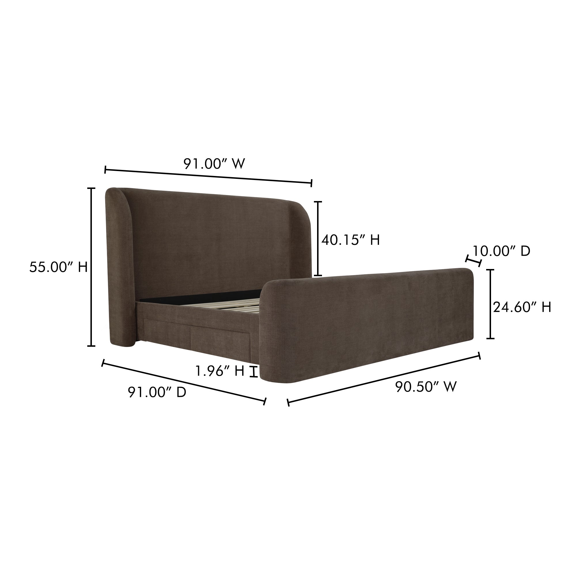 Sophia King Storage Bed Brown - 1630Living