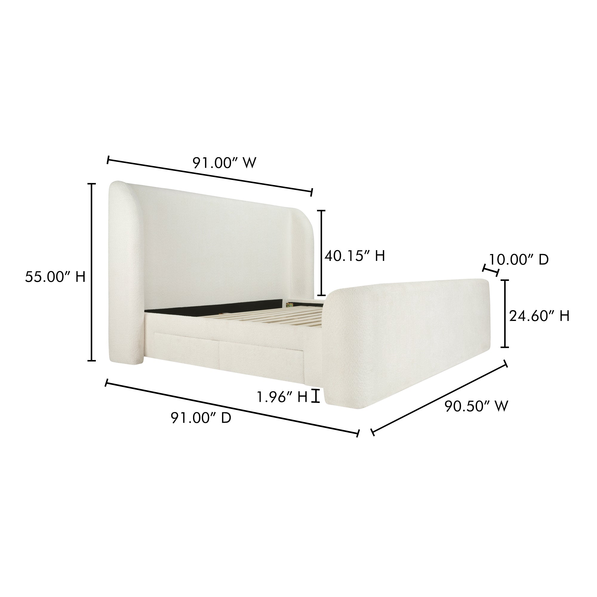 Sophia King Storage Bed Cream - 1630Living