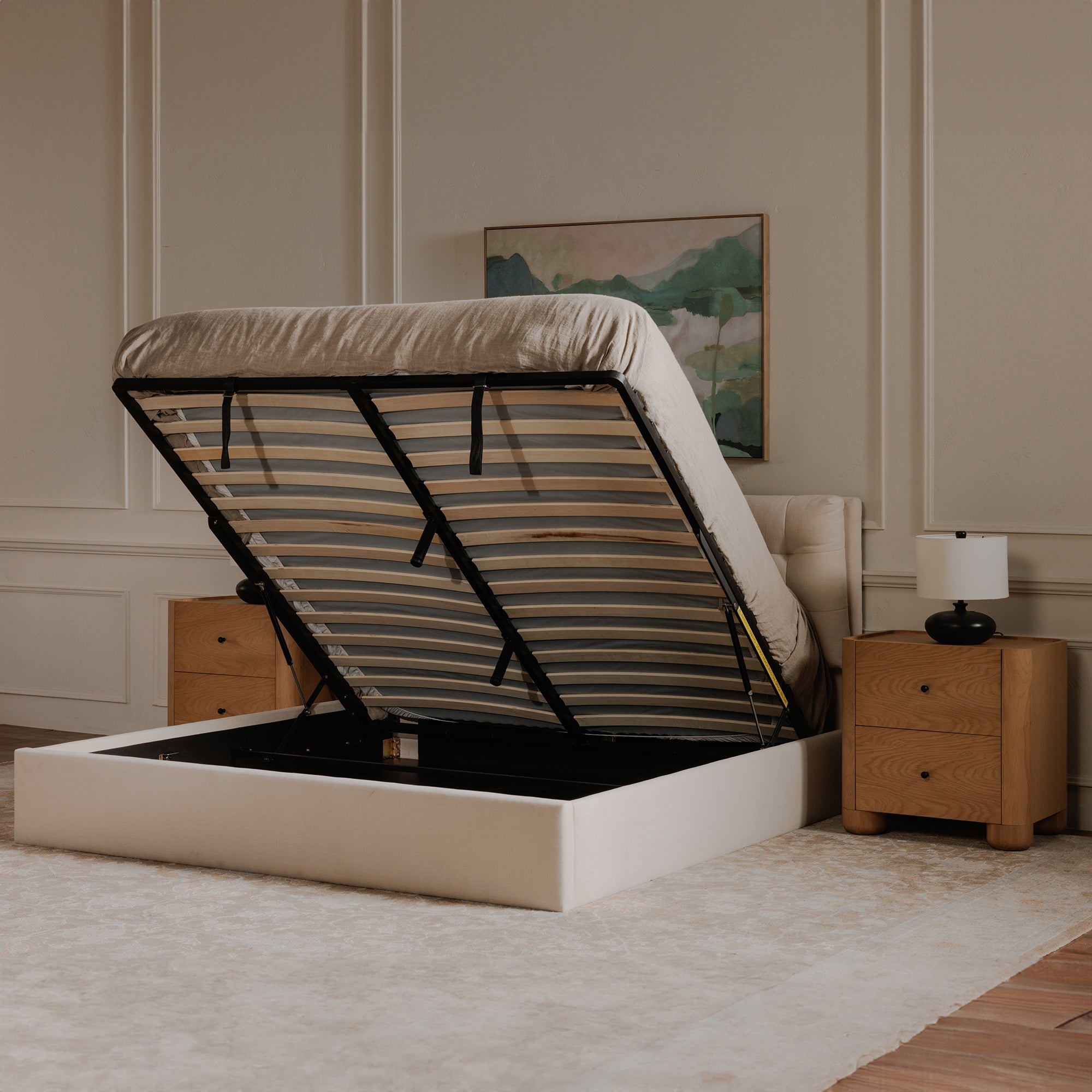 Sebastion Queen Storage Bed Cream - 1630Living