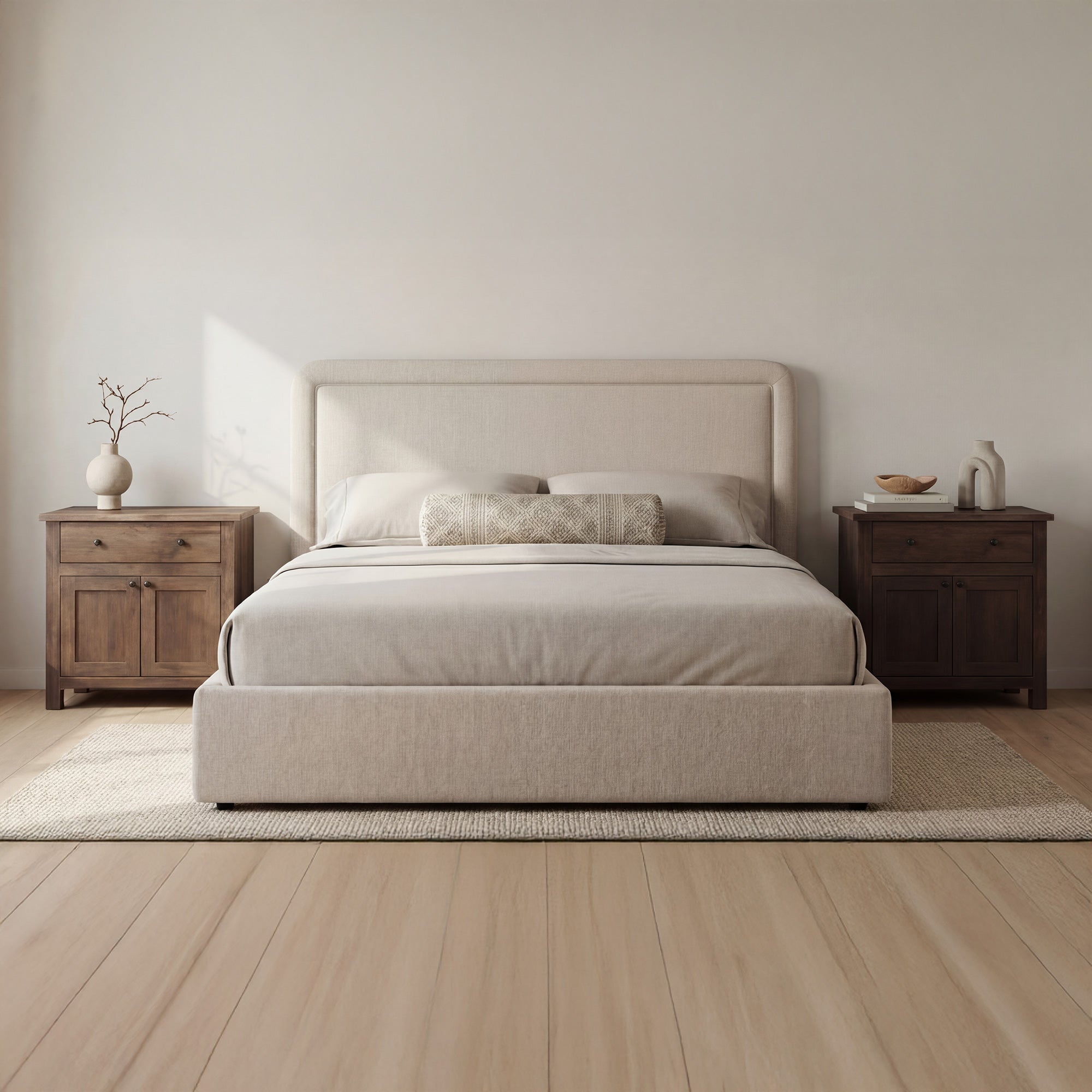 Simon Queen Storage Bed Flecked Beige - 1630Living
