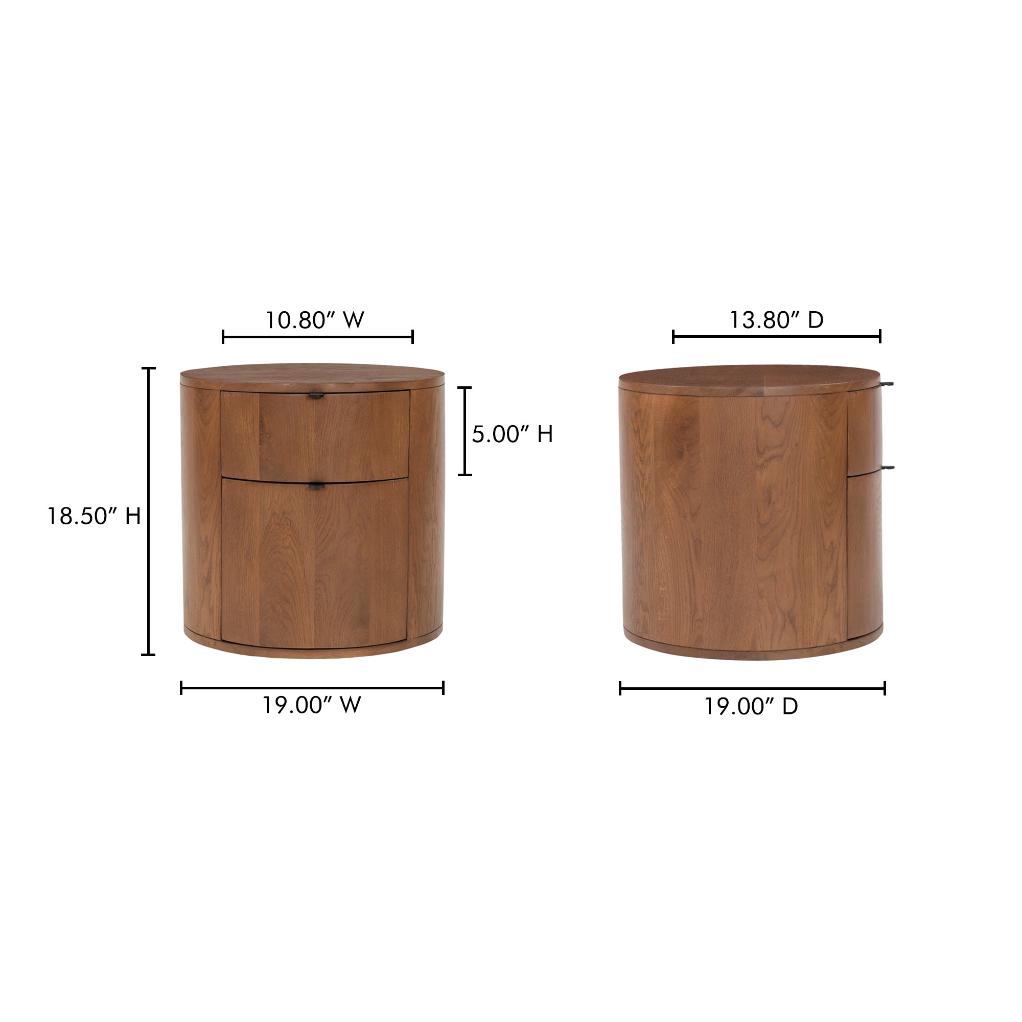 Theo 2 Drawer Nightstand Brown - 1630Living