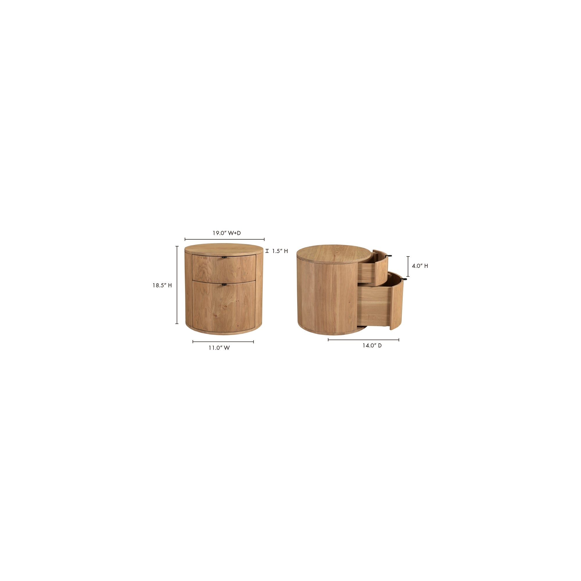 Theo 2 Drawer Nightstand Natural - 1630Living