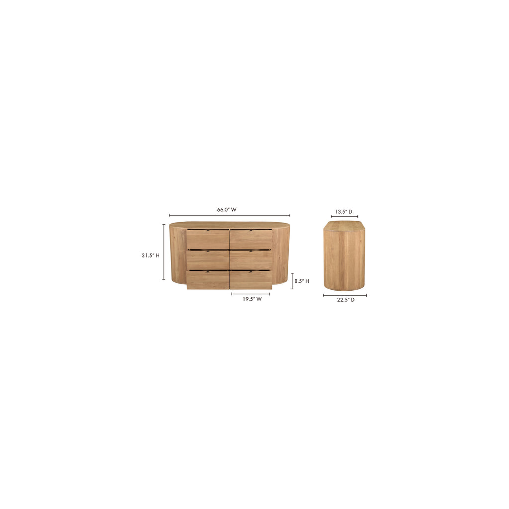 Theo 6 Drawer Dresser Natural - 1630Living