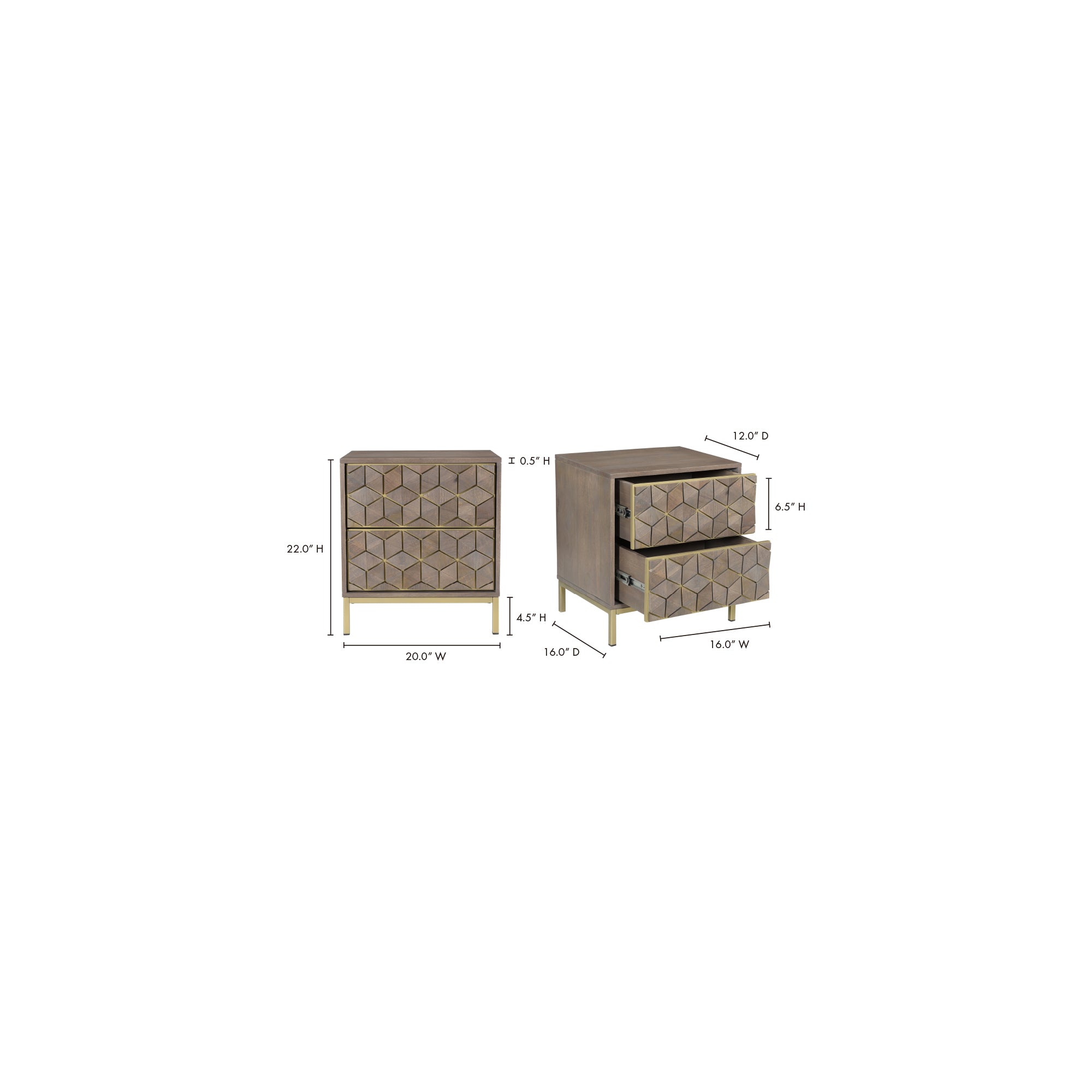 Corolla Nightstand Light Grey - 1630Living