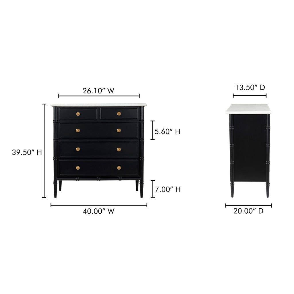 Eleanor 5 Drawer Chest Black - 1630Living