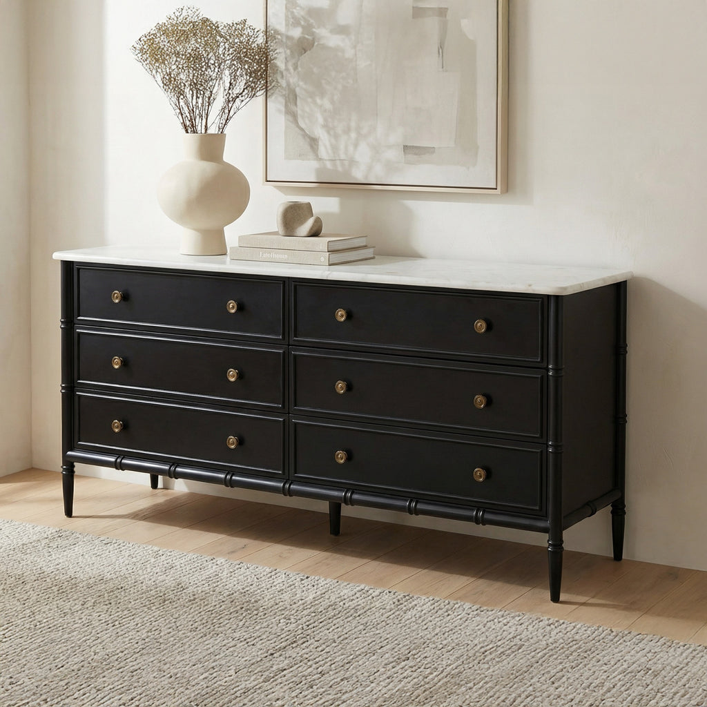 Eleanor 6 Drawer Dresser Black - 1630Living