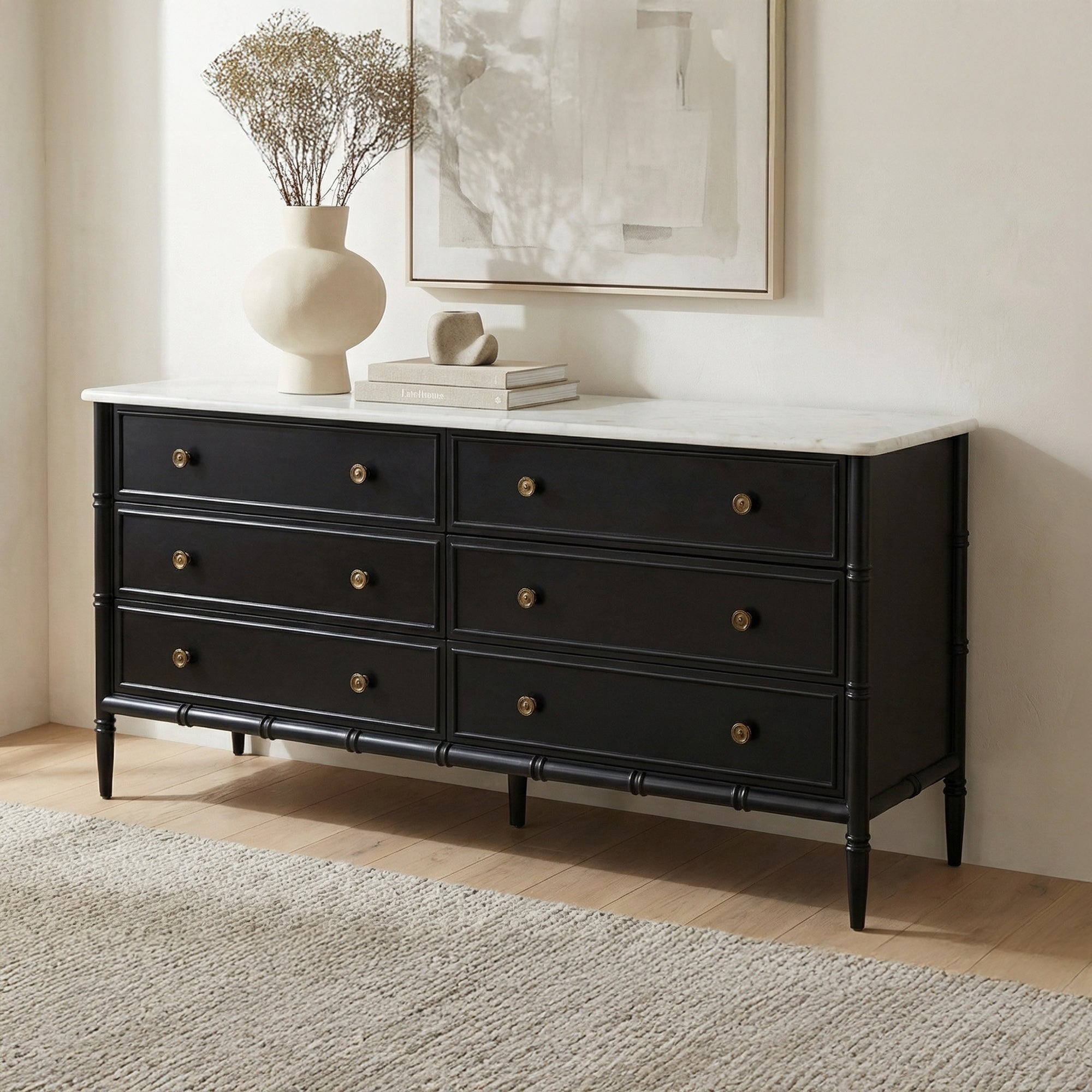Eleanor 6 Drawer Dresser Black - 1630Living