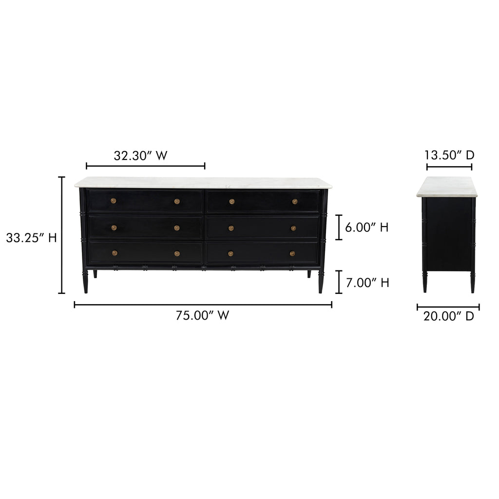 Eleanor 6 Drawer Dresser Black - 1630Living