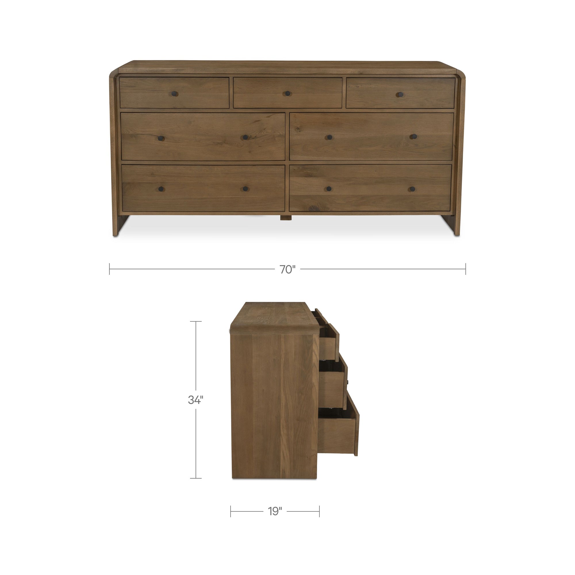Riley 7 Drawer Dresser Oak - 1630Living
