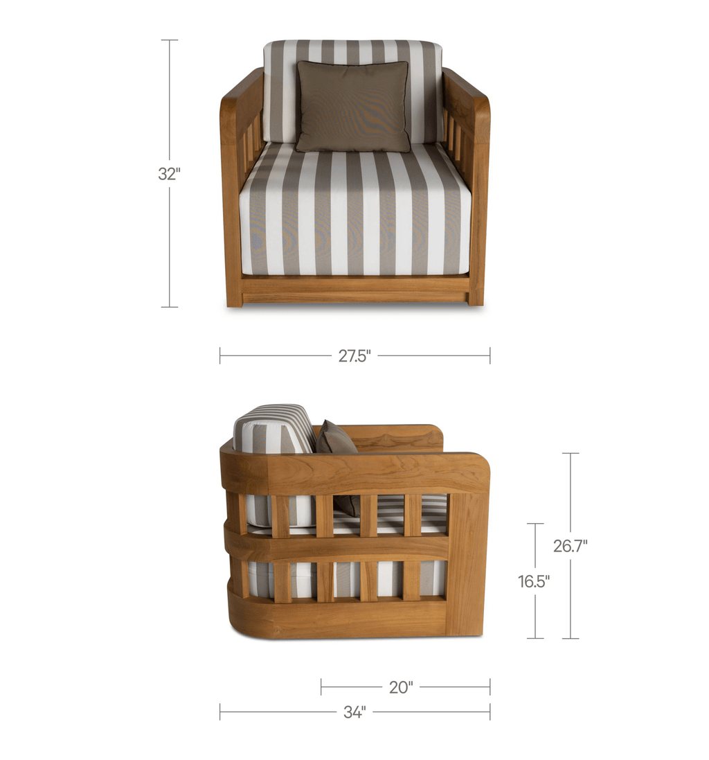 Adelaide Outdoor Accent Chair Brown Stripe - 1630Living