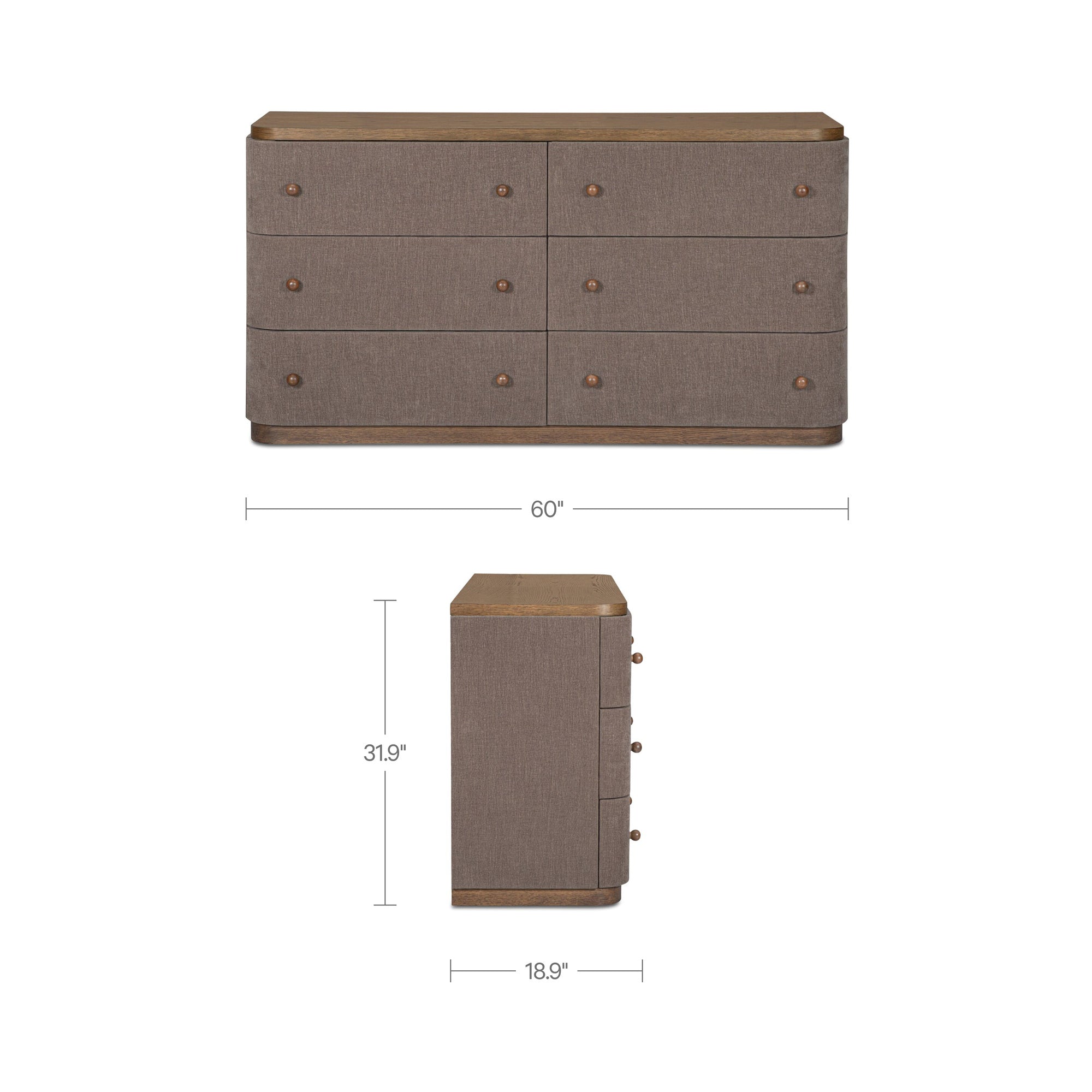 Simone 6 Drawer Dresser Brown - 1630Living