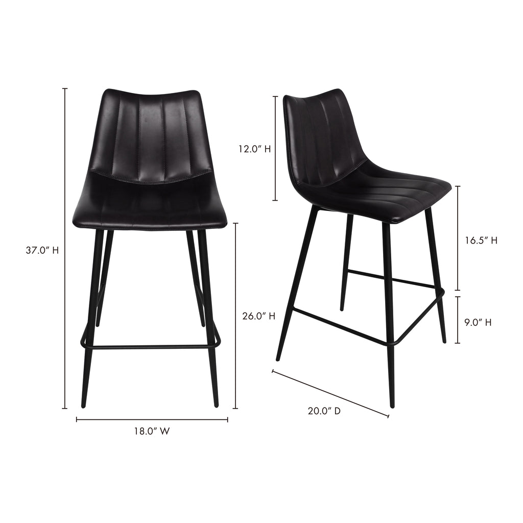 Alibi Counter Stool Matte Black - Set Of Two - 1630Living