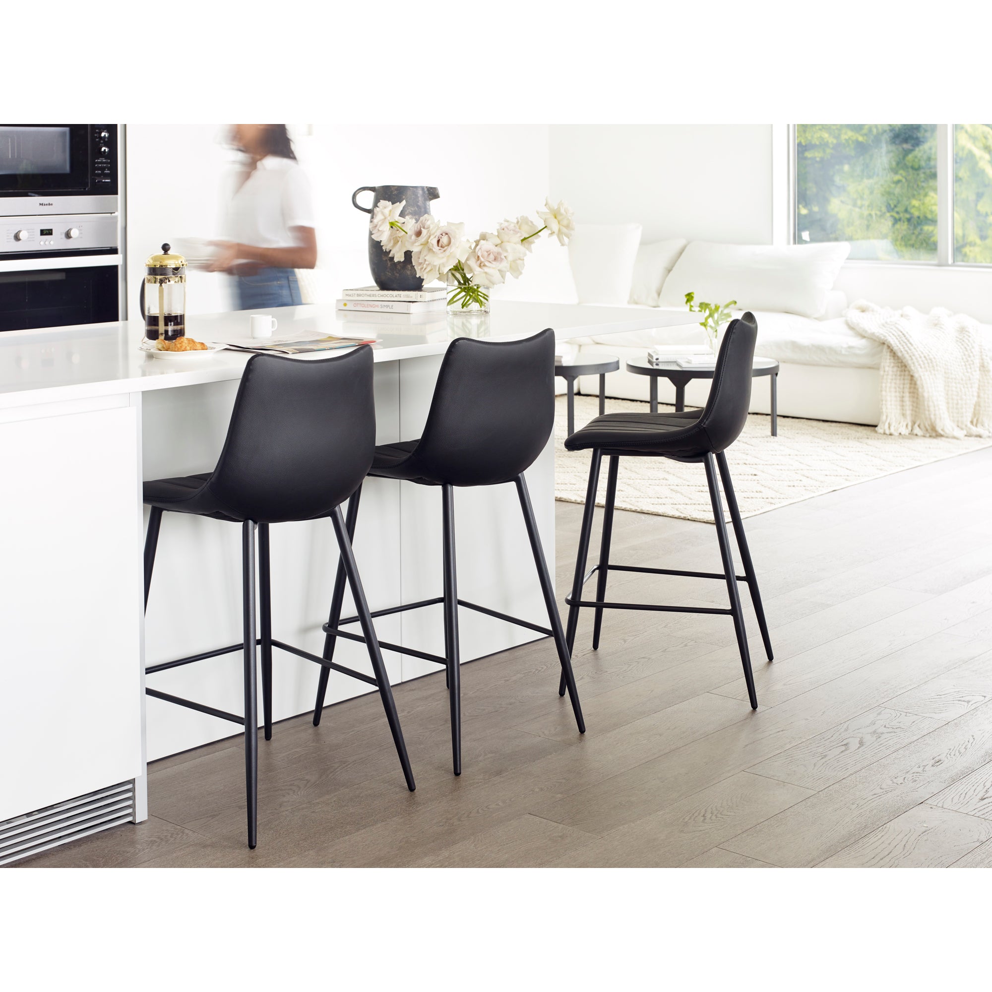 Alibi Bar Stool Matte Black - Set Of Two - 1630Living