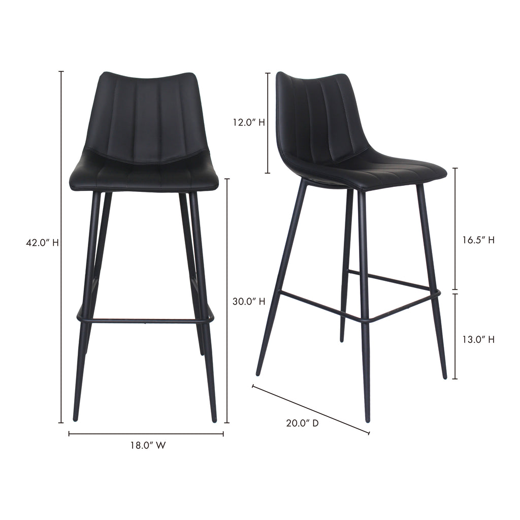 Alibi Bar Stool Matte Black - Set Of Two - 1630Living