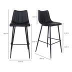 Alibi Bar Stool Matte Black - Set Of Two - 1630Living