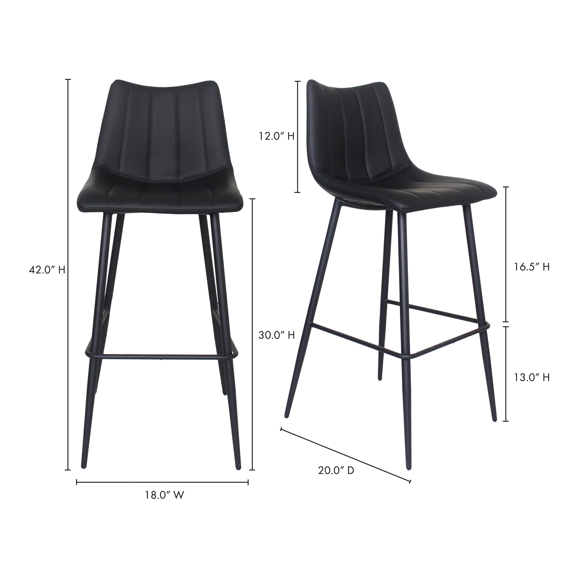 Alibi Bar Stool Matte Black - Set Of Two - 1630Living