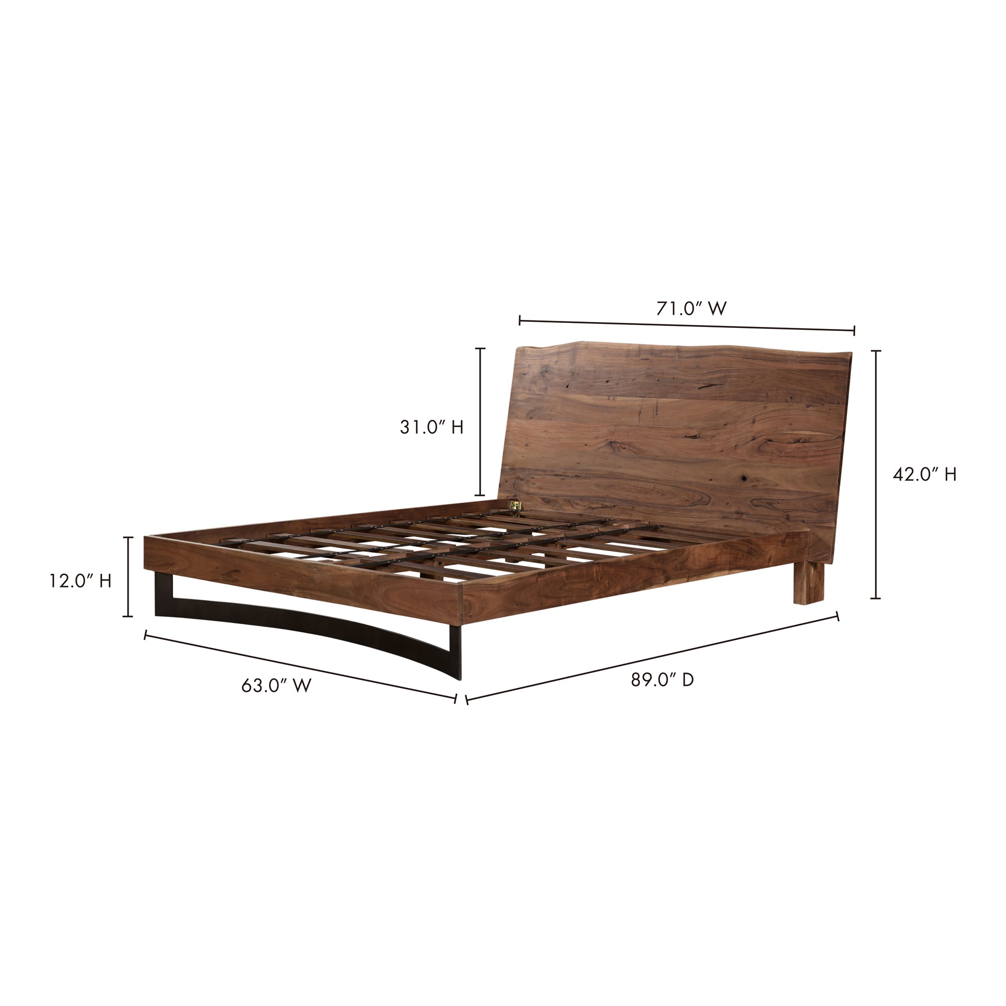Bent Queen Size Bed Brown - 1630Living