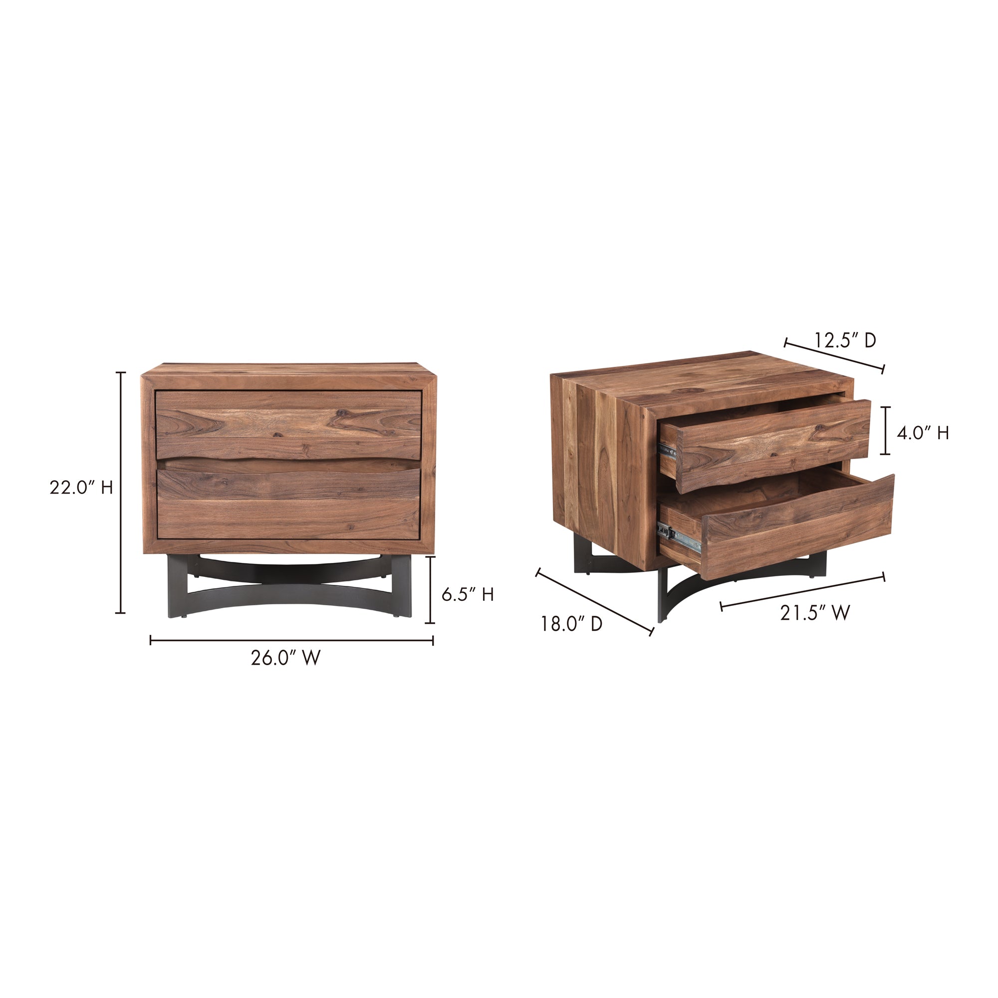 Bent Nightstand Brown - 1630Living
