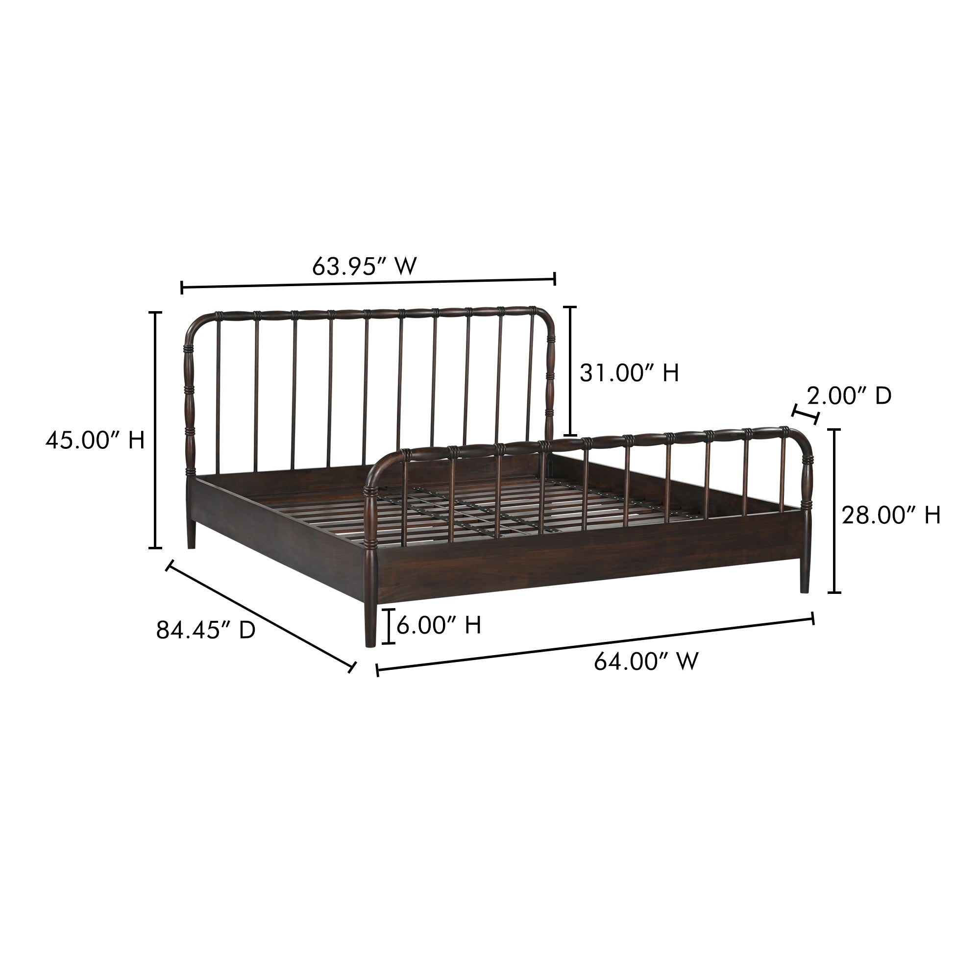 Vivian Queen Bed Dark Brown - 1630Living