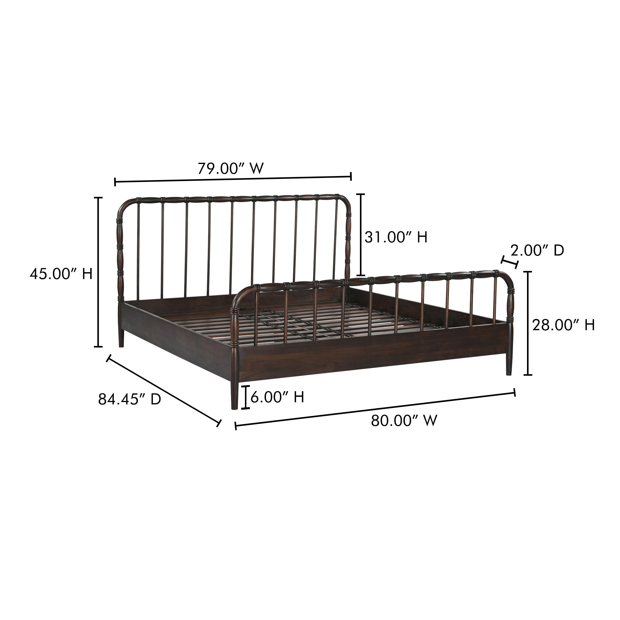 Vivian King Bed Dark Brownn - 1630Living