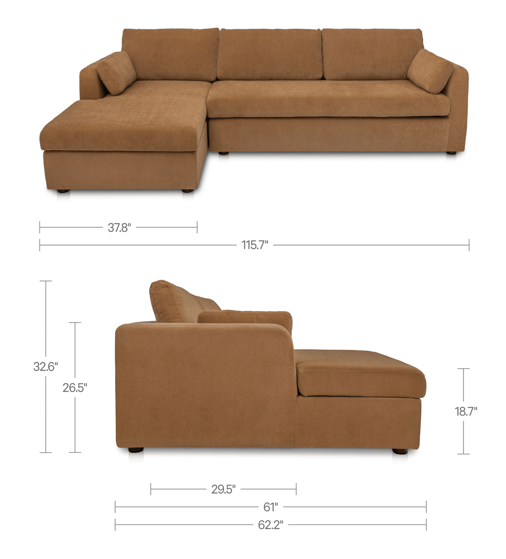 Burrow Sleeper Sectional With Storage Chaise Ginger Left - 1630Living
