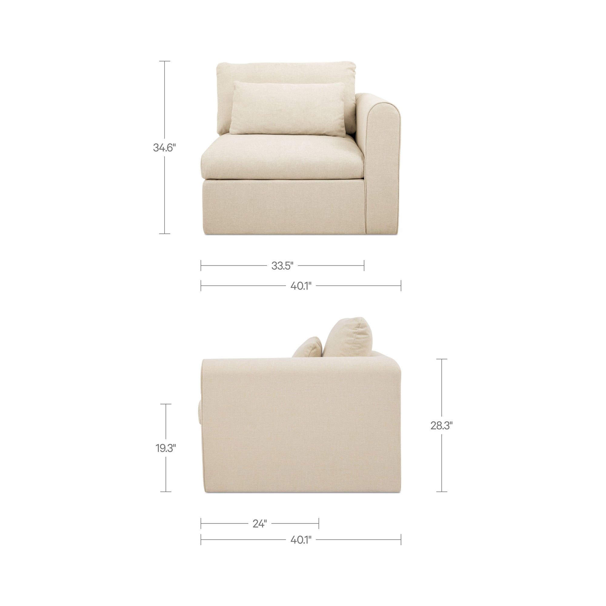 Swift Right Arm Facing Chair Light Beige - 1630Living