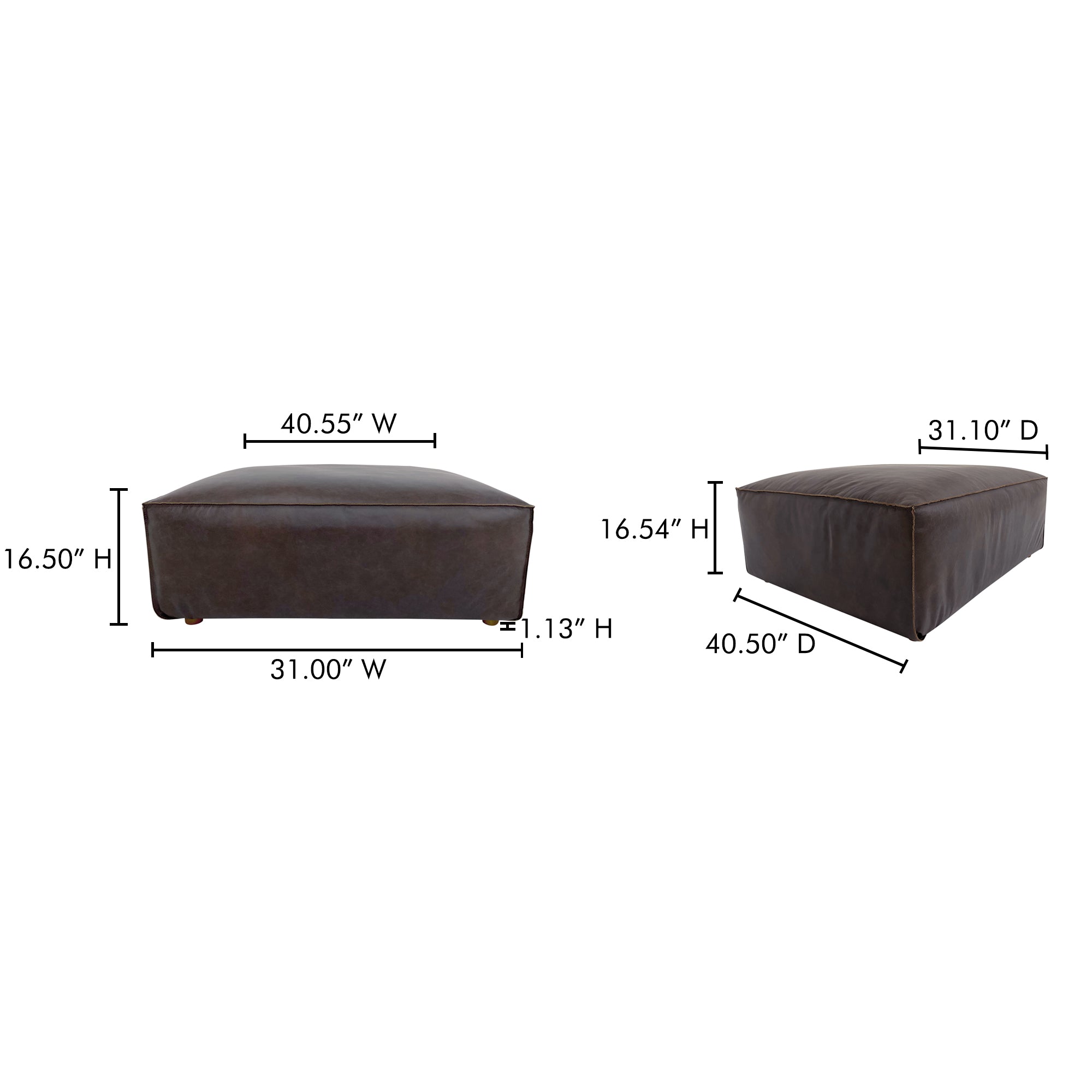 Form Ottoman Espresso Brown Leather - 1630Living