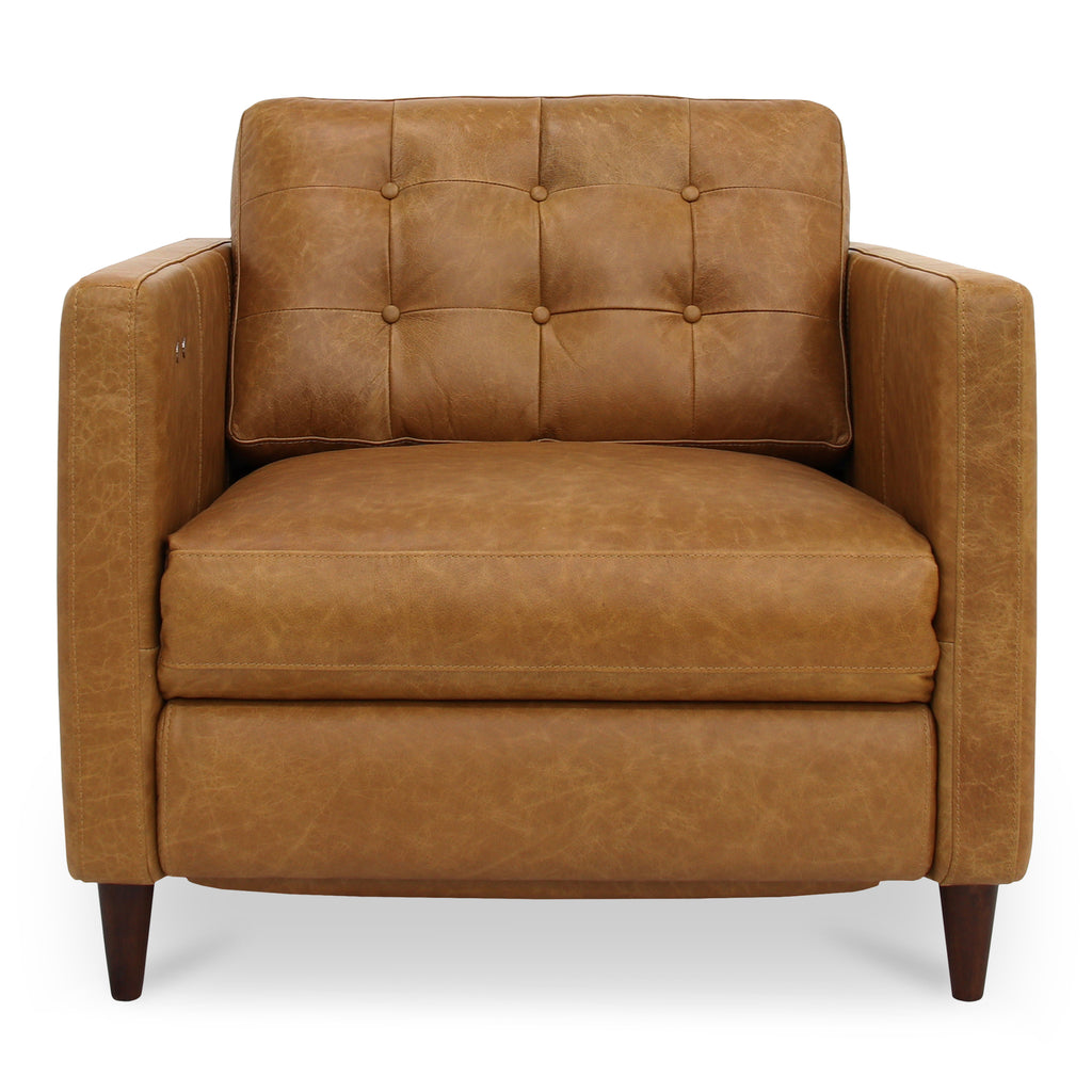 Bridgers Power Recliner Chair Tan Leather - 1630Living