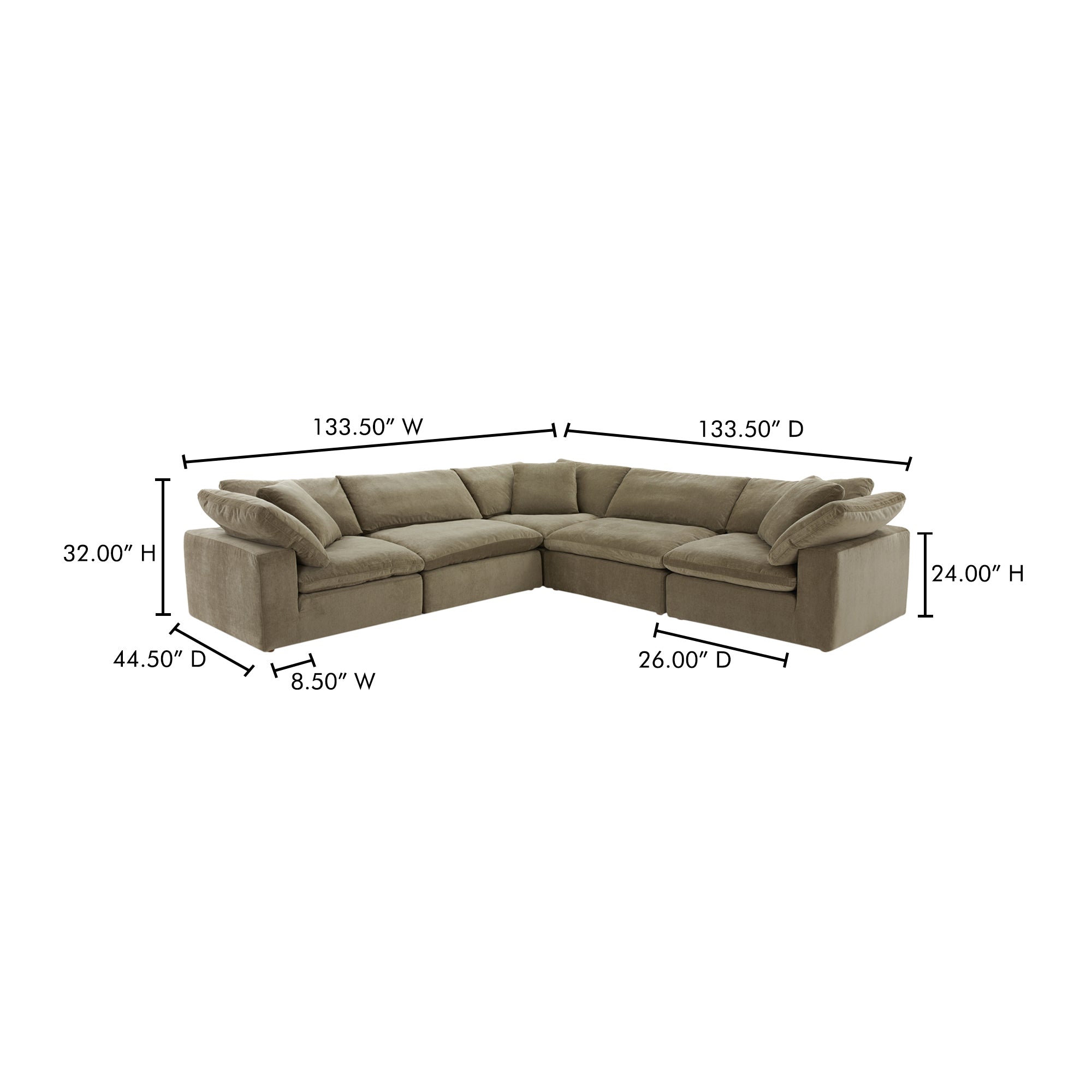 Clay Classic L - Shaped Modular Sectional Desert Sage - 1630Living