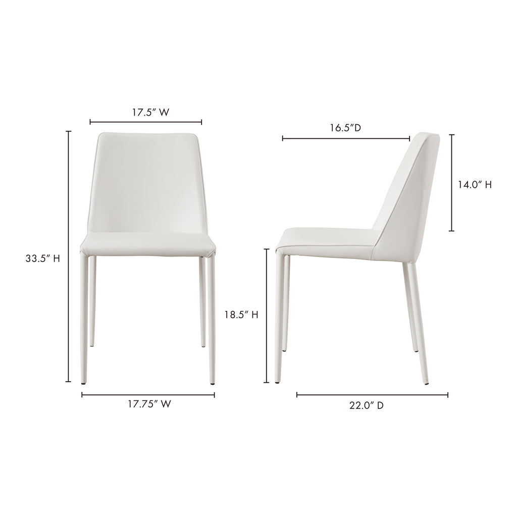 Nora Dining Chair White Vegan Leather - Set Of Two - 1630Living