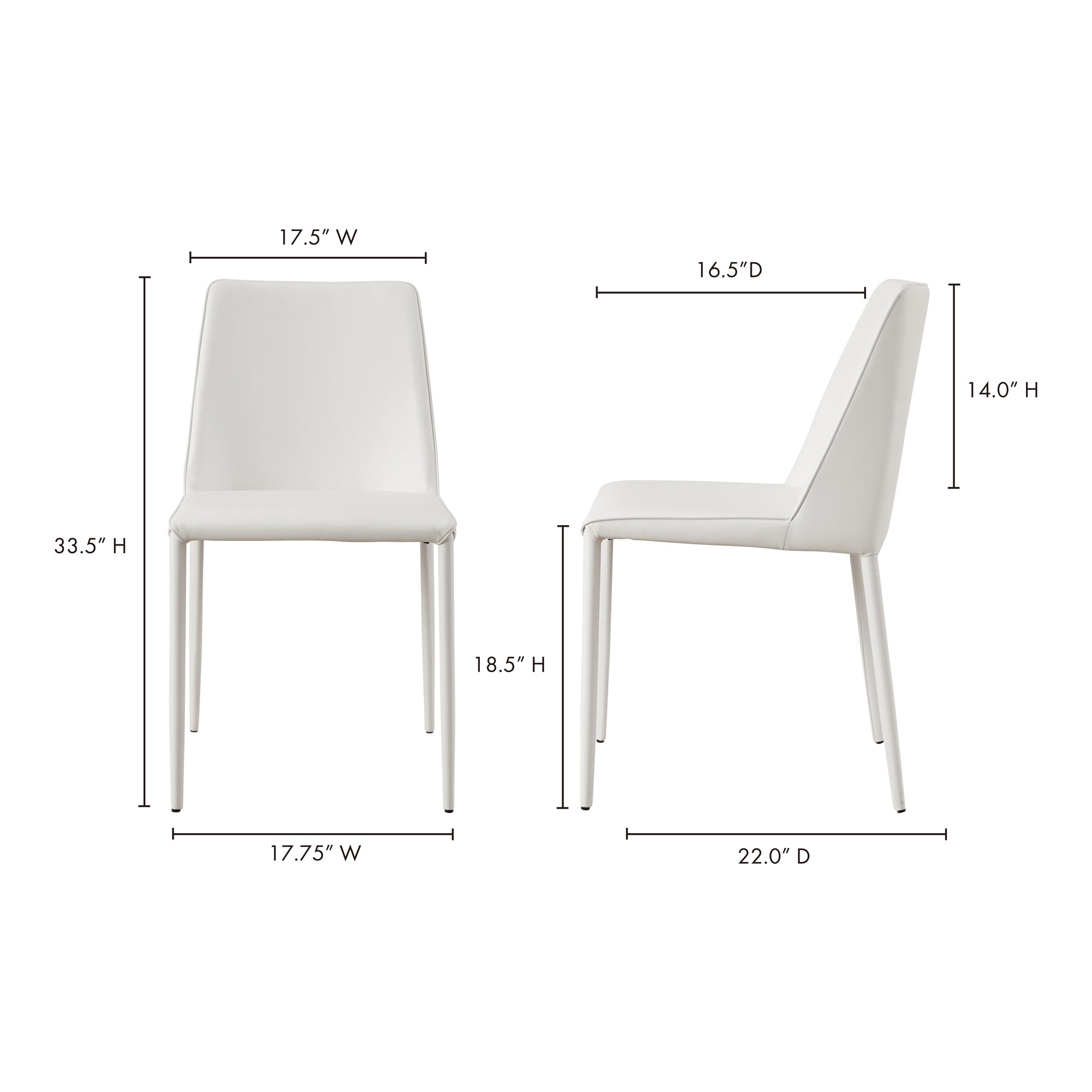 Nora Dining Chair White Vegan Leather - Set Of Two - 1630Living