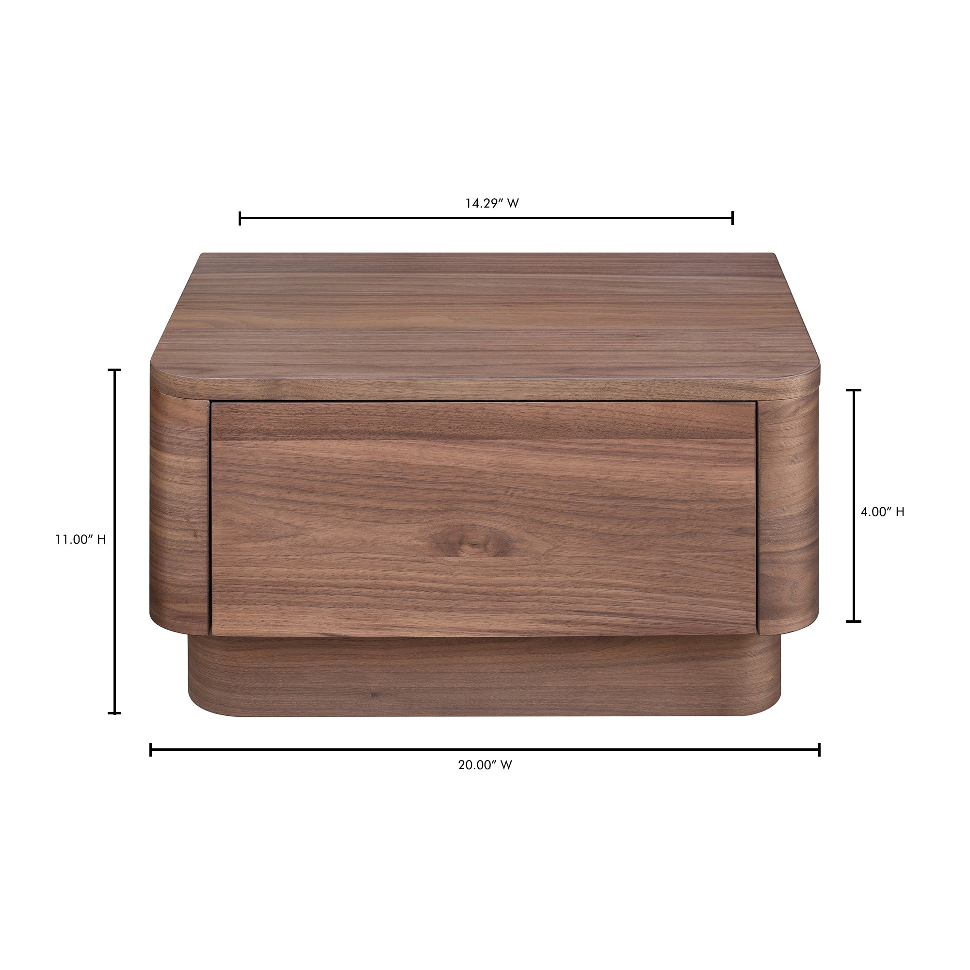 Round Off Small Nightstand Walnut - 1630Living