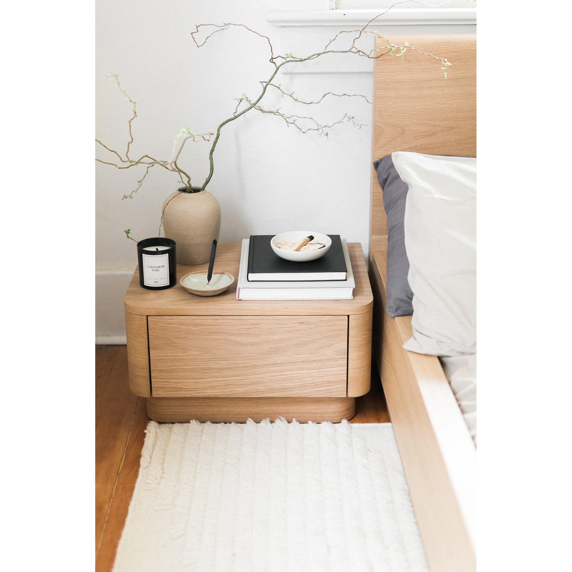 Round Off Small Nightstand Light Oak Brown - 1630Living