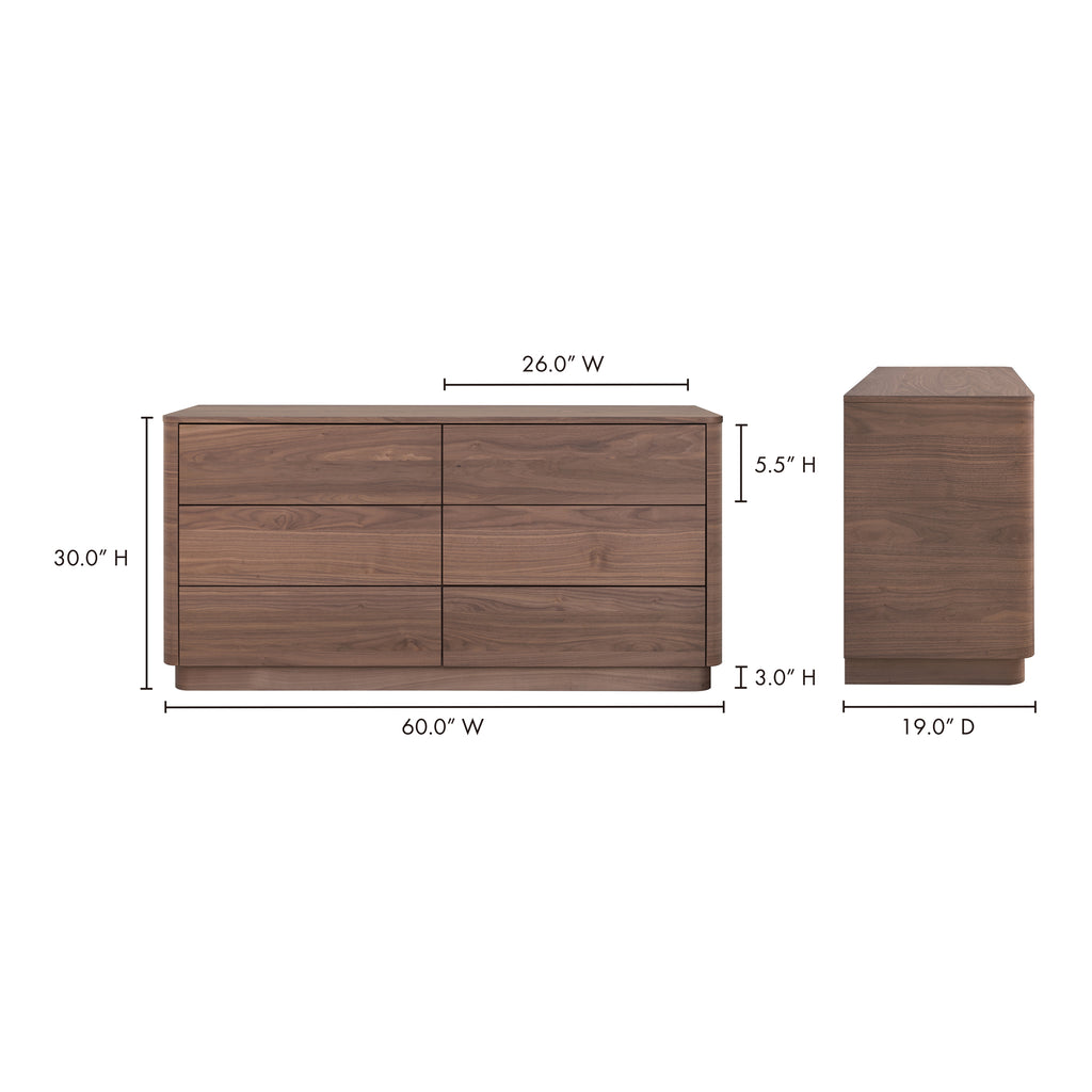 Round Off Dresser Walnut Brown - 1630Living