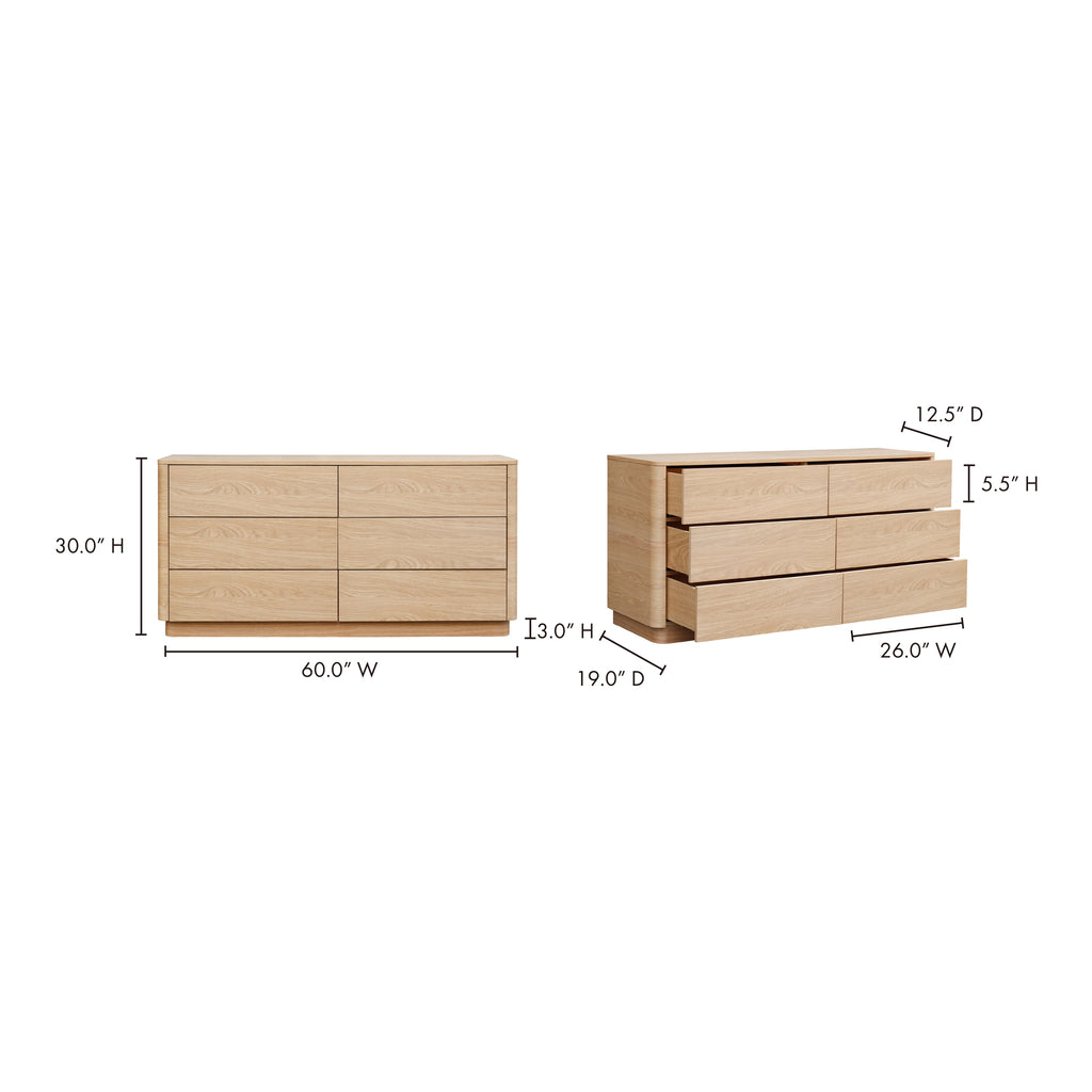 Round Off Dresser Light Oak Brown - 1630Living