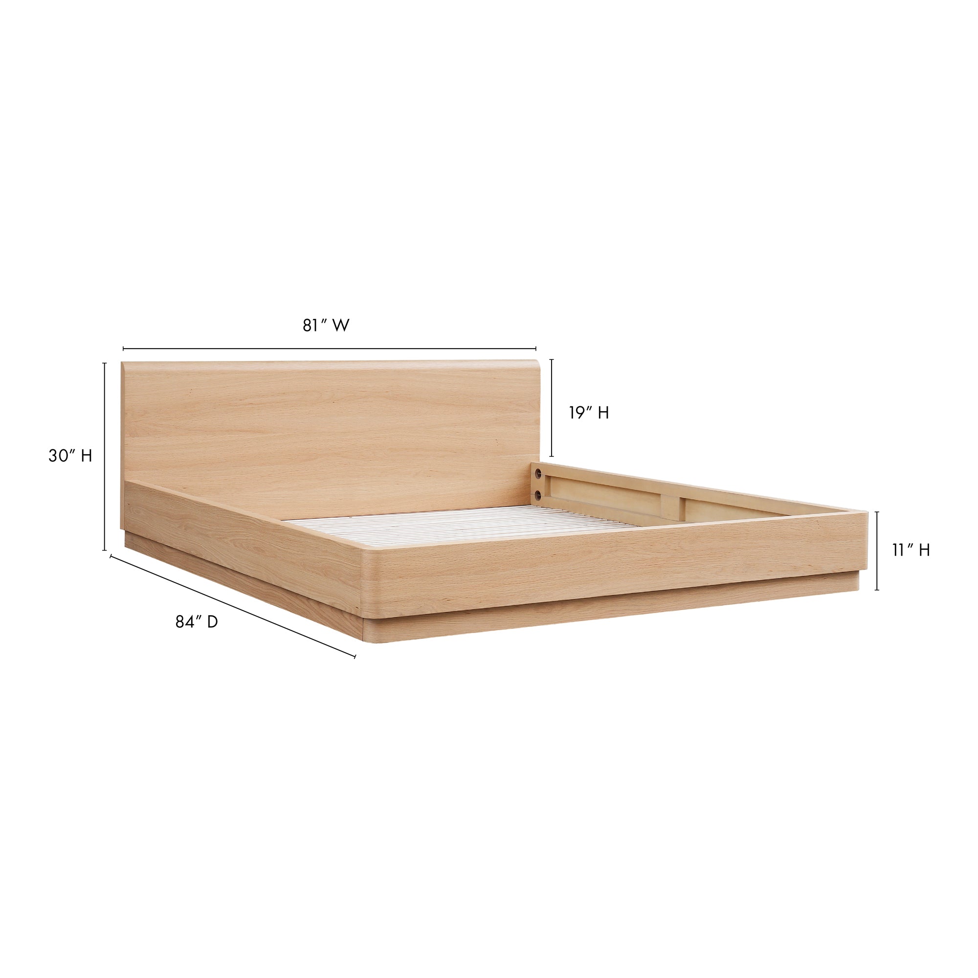Round Off King Bed Light Oak Brown - 1630Living