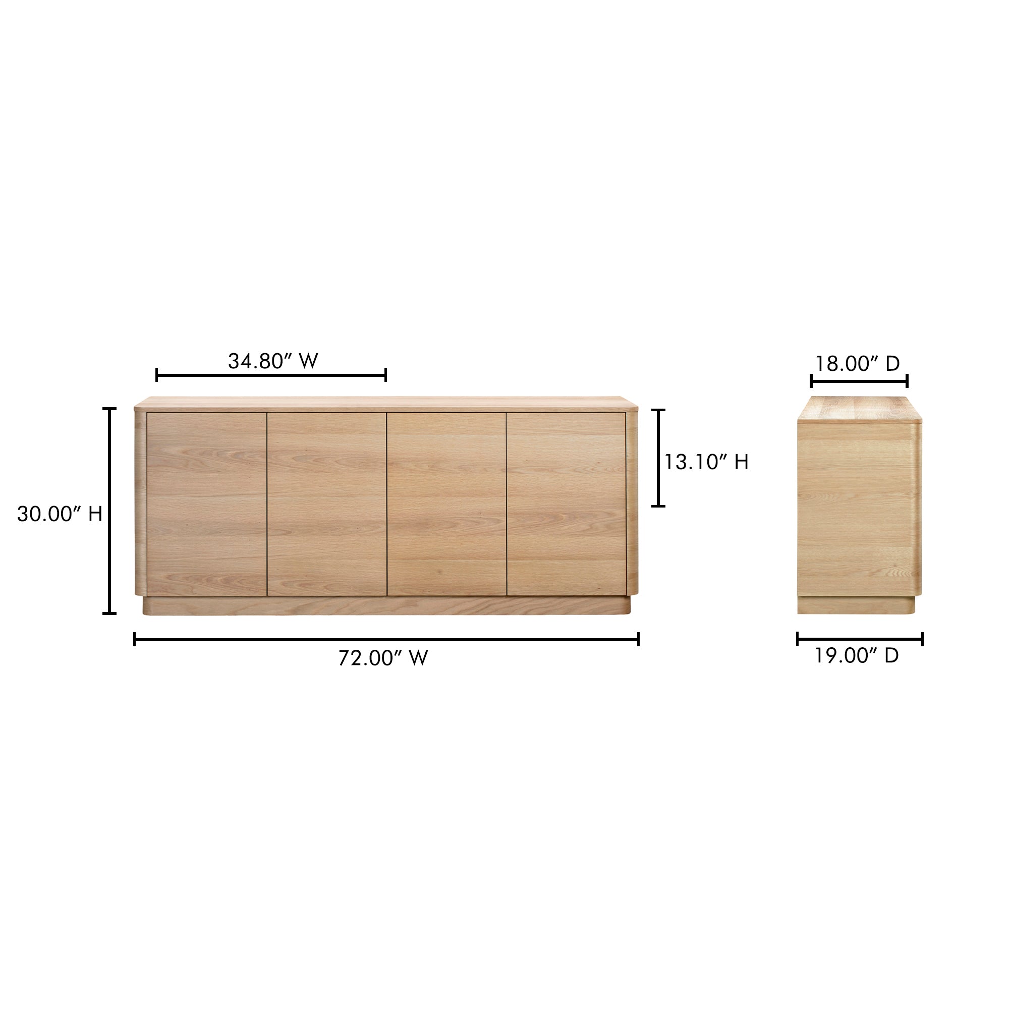 Round Off Sideboard Natural Oak - 1630Living