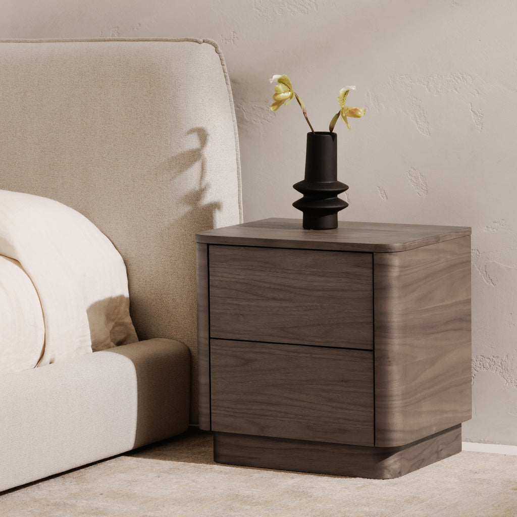 Round Off Tall Nightstand Walnut Brown - 1630Living