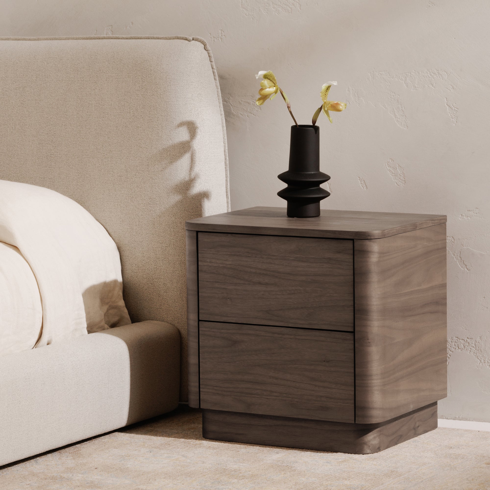 Round Off Tall Nightstand Walnut Brown - 1630Living