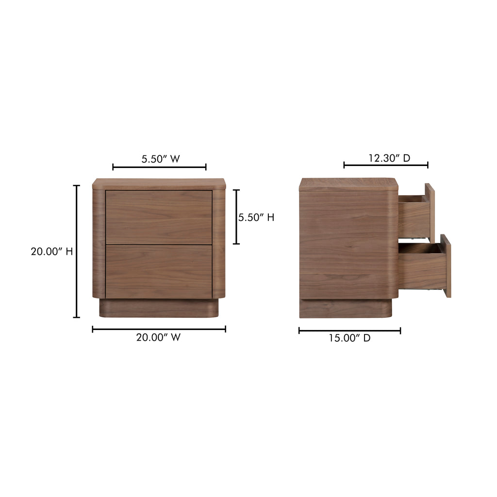 Round Off Tall Nightstand Walnut Brown - 1630Living